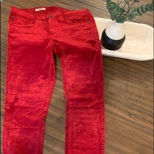 Ag Adriano Goldschmied Red Velvet Skinny Pants Sz 30